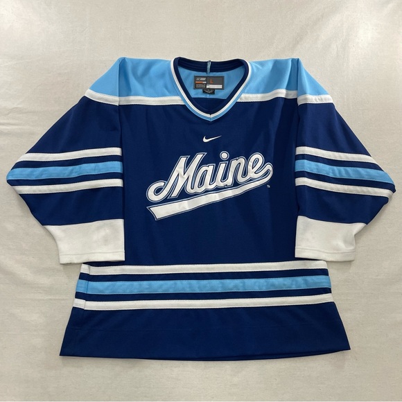 Nike Other - VINTAGE NIKE CENTER SWOOSH MAINE BLACK BEARS STITCHED HOCKEY JERSEY NCAA SIZE L